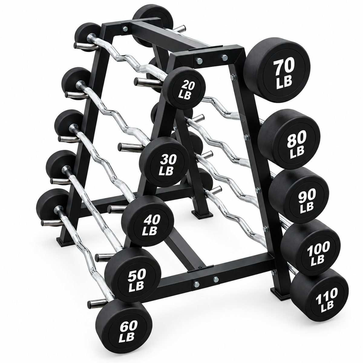 20-110 lb Curl Barbells with Rack