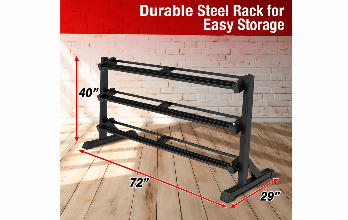 5-75 lb Hex Dumbbells with Rack view 3