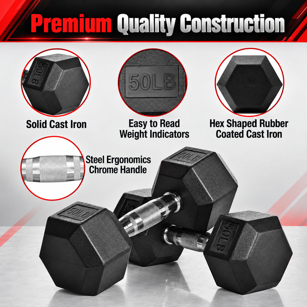 5-75 lb Hex Dumbbells with Rack view 4