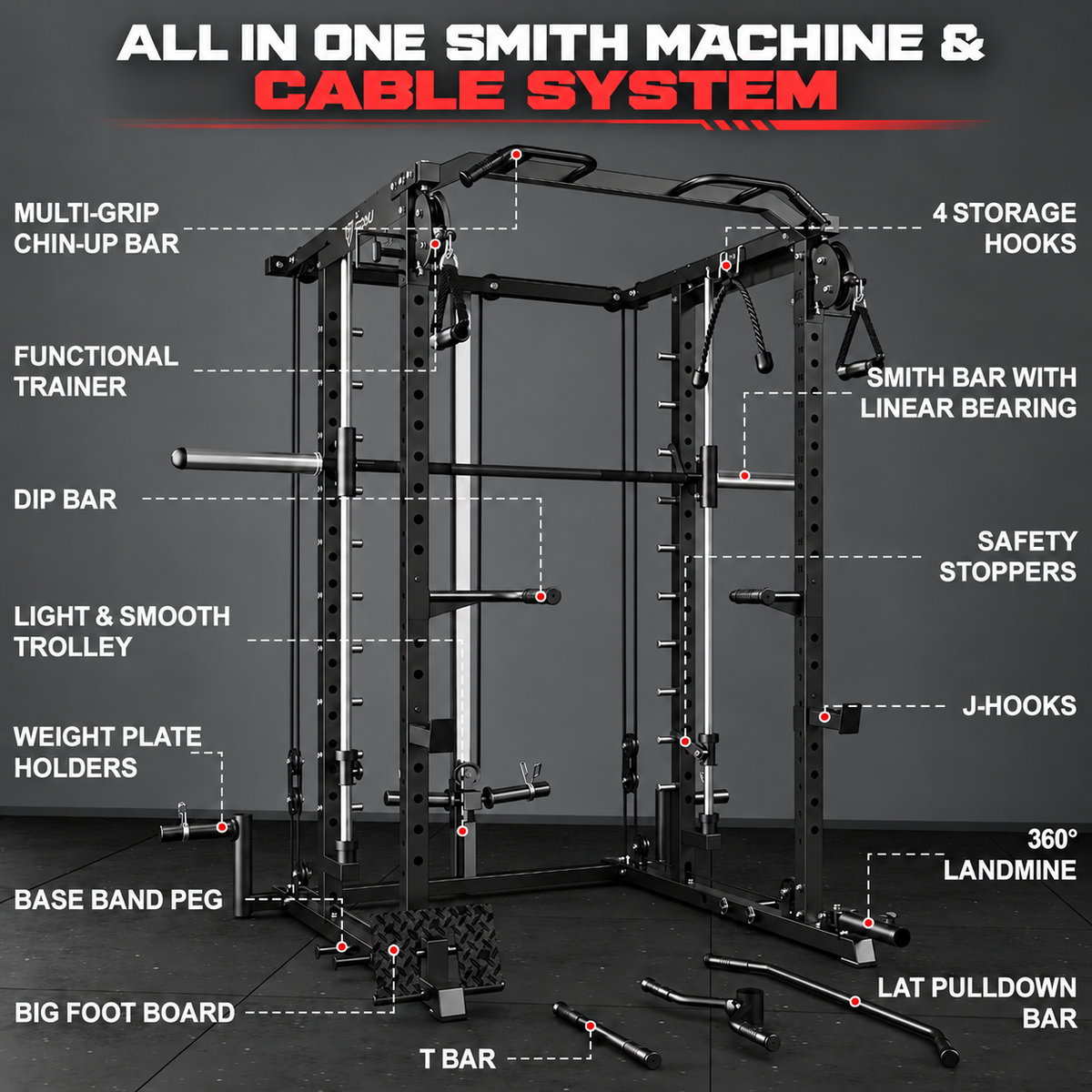 4-in-1 Smith Machine Cable System view 2