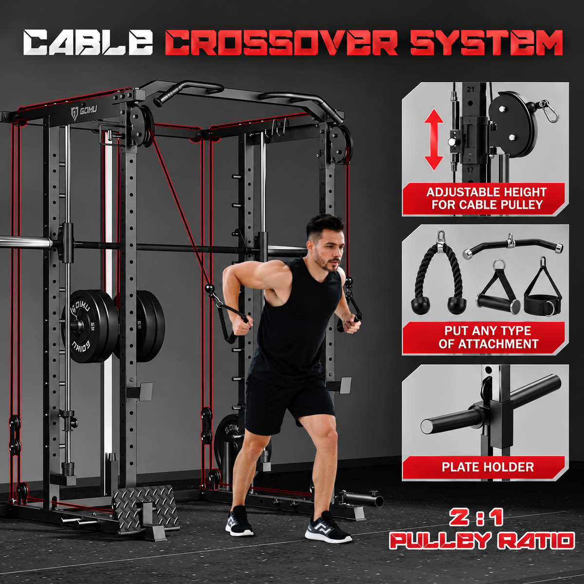4-in-1 Smith Machine Cable System view 3