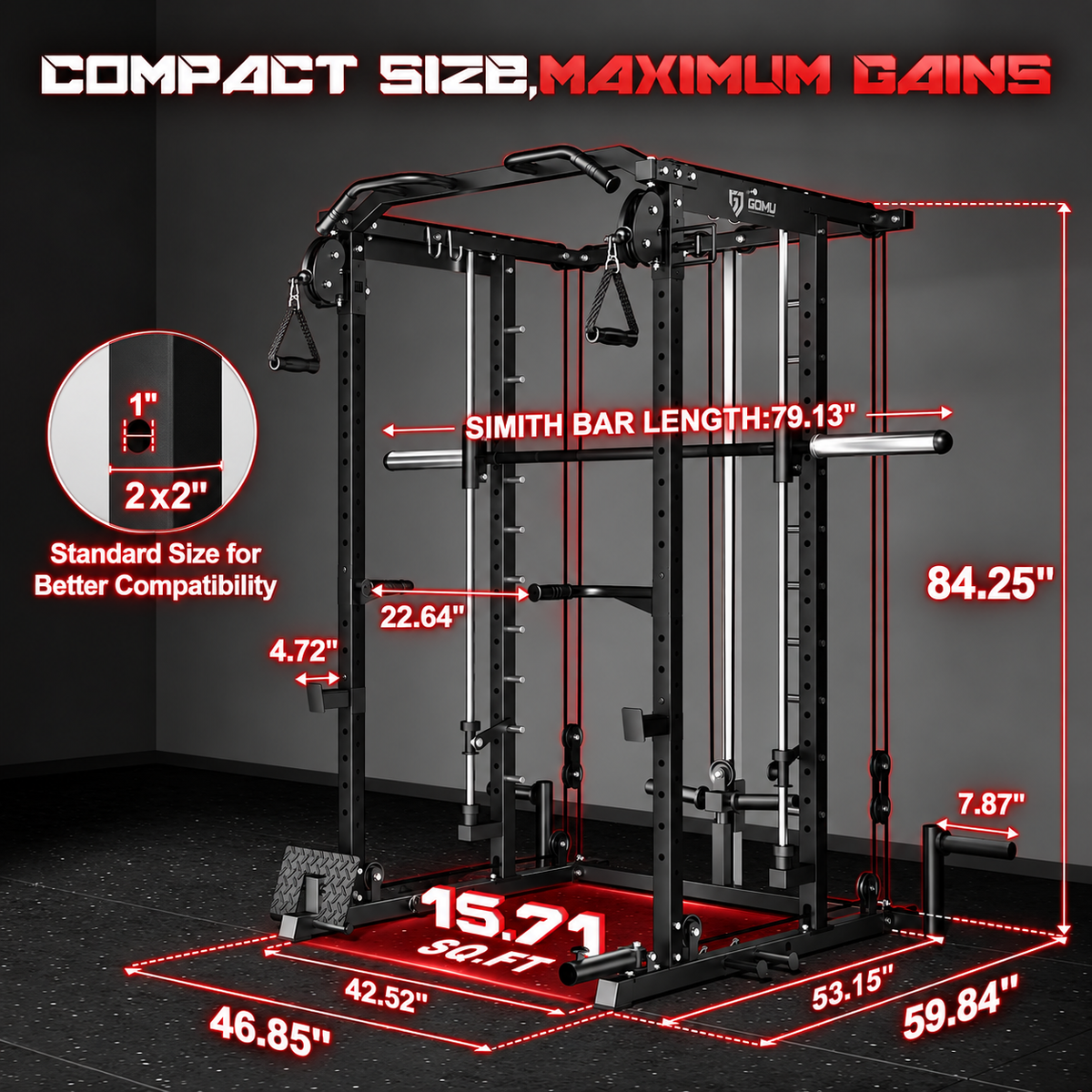 4-in-1 Smith Machine Cable System view 4
