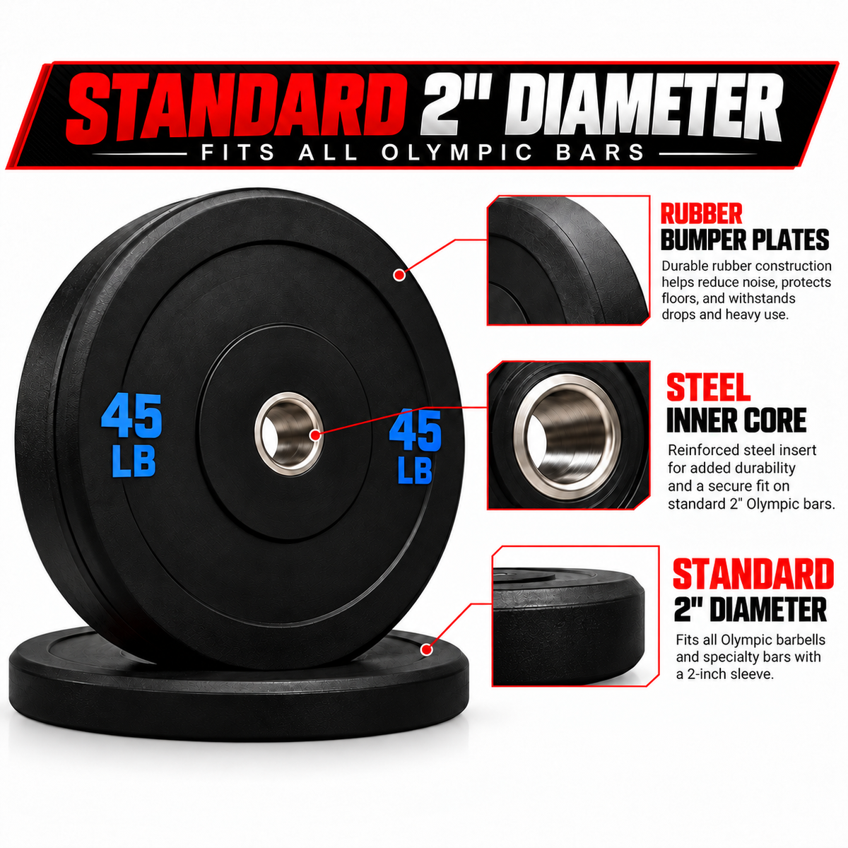 170 lb Olympic Bumper Plate Set view 3