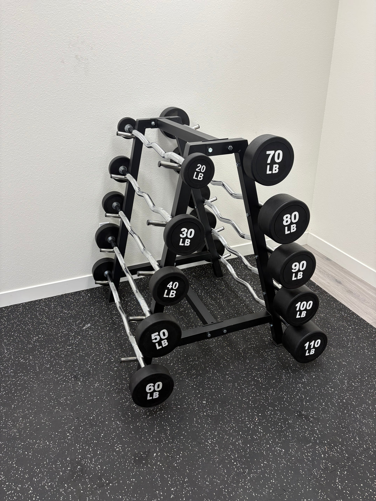 20-110 lb Curl Barbells with Rack view 3