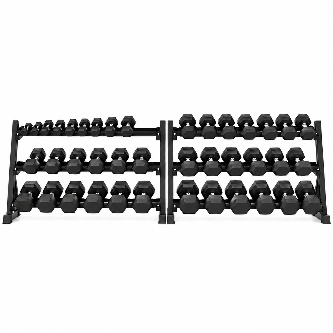5-100 lb Hex Dumbbells with Rack