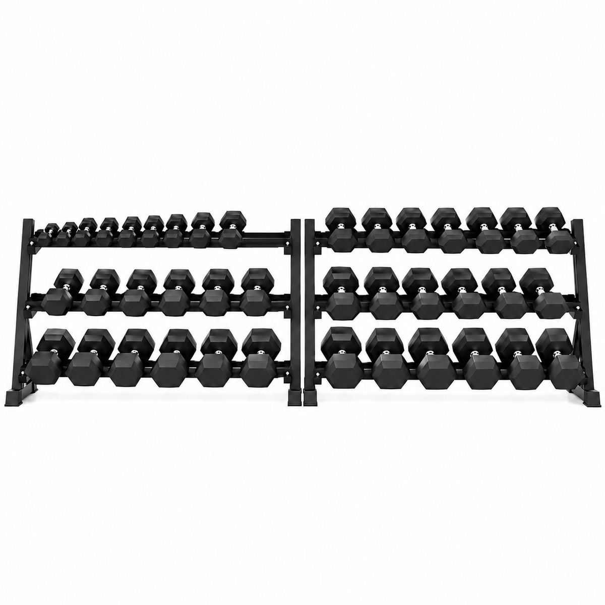 5-100 lb Hex Dumbbells with Rack